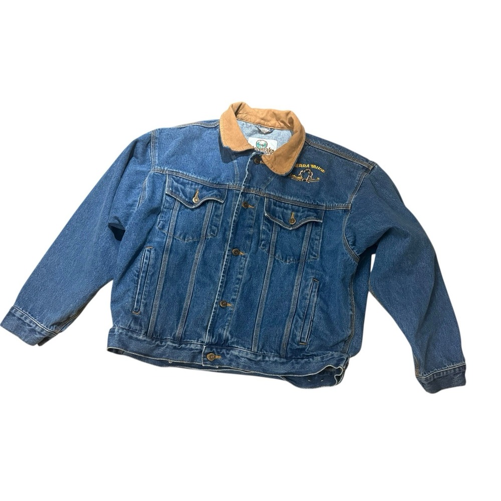 Vintage Woodlake Denim Jacket XL Blue Western 90s Tazmanian Devil Sierra Tahoe